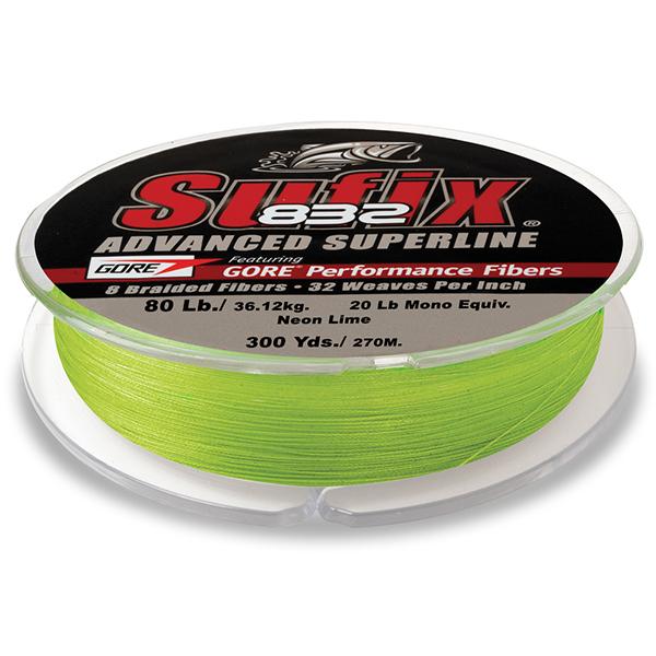 Sufix 832 Advanced Superline Braid - 80 Pounds 300 Yards - Neon Lime - shopbulluna.com