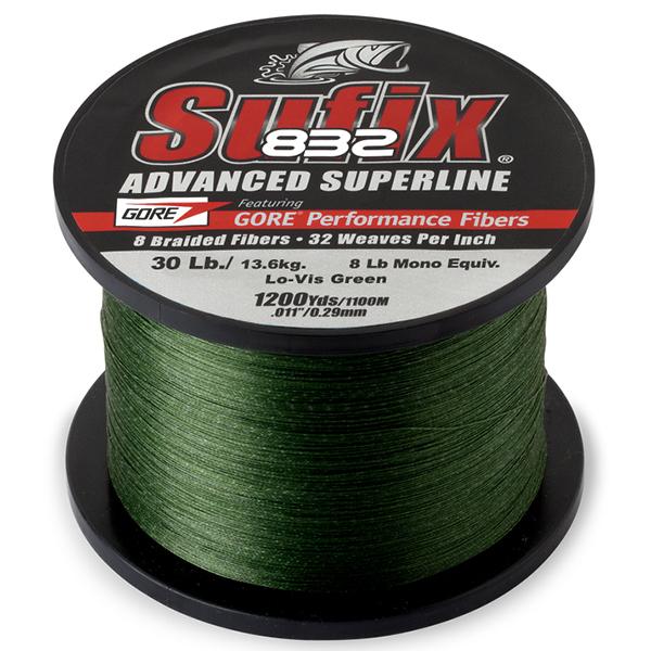 Sufix 832 Advanced Superline Braid - 30 Pounds 1200 Yards - Lo-Vis Green - shopbulluna.com