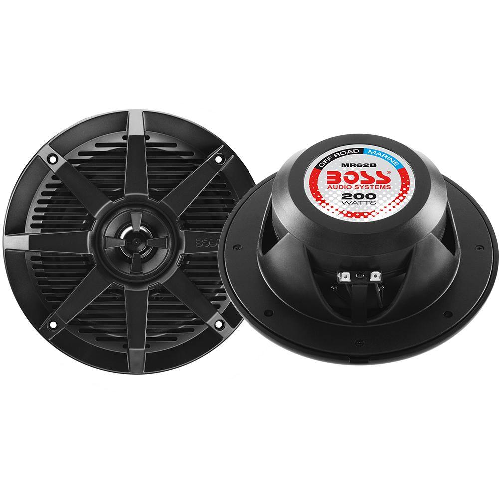 Boss Audio MR62B 6.5" 2-Way 200W Marine Full Range Speaker - Black - Pair [MR62B] - shopbulluna.com