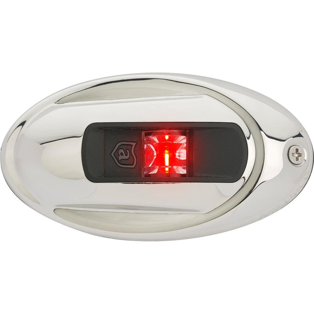 Attwood LightArmor Vertical Surface Mount Navigation Light - Oval - Port (red) - Stainless Steel - 2NM [NV4012SSR-7] - shopbulluna.com