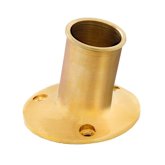 Whitecap Top-Mounted Flag Pole Socket Polished Brass - 1" ID [S-5002B] - shopbulluna.com