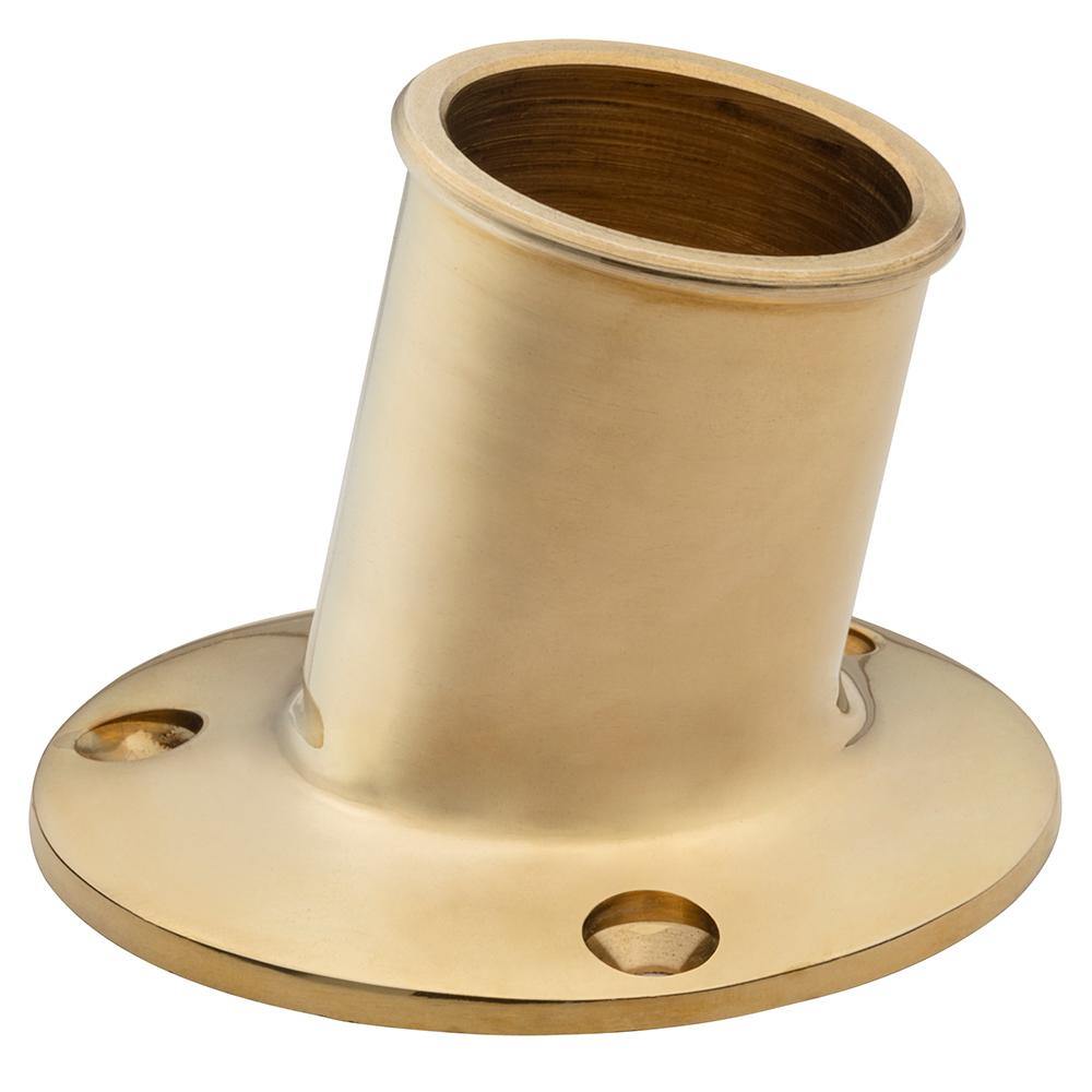 Whitecap Top-Mounted Flag Pole Socket - Polished Brass - 1-1/4" ID [S-5003B] - shopbulluna.com