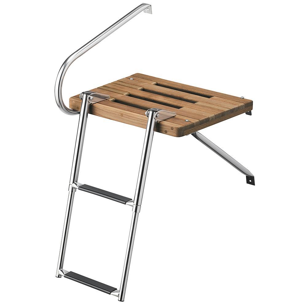 Whitecap Teak Swim Platform w/2-Step Telescoping Ladder f/Boats w/Outboard Motors [68900] - shopbulluna.com