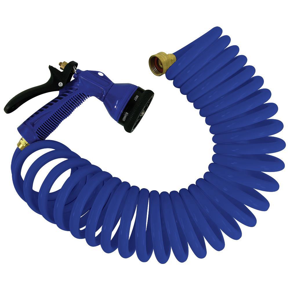 Whitecap 15 Blue Coiled Hose w/Adjustable Nozzle [P-0440B] - shopbulluna.com