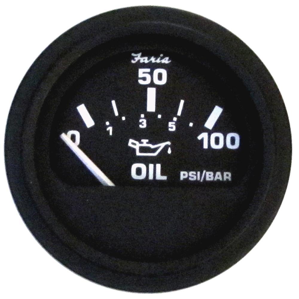 Faria Euro Black 2" Oil Pressure Gauge (100 PSI) [12845] - shopbulluna.com