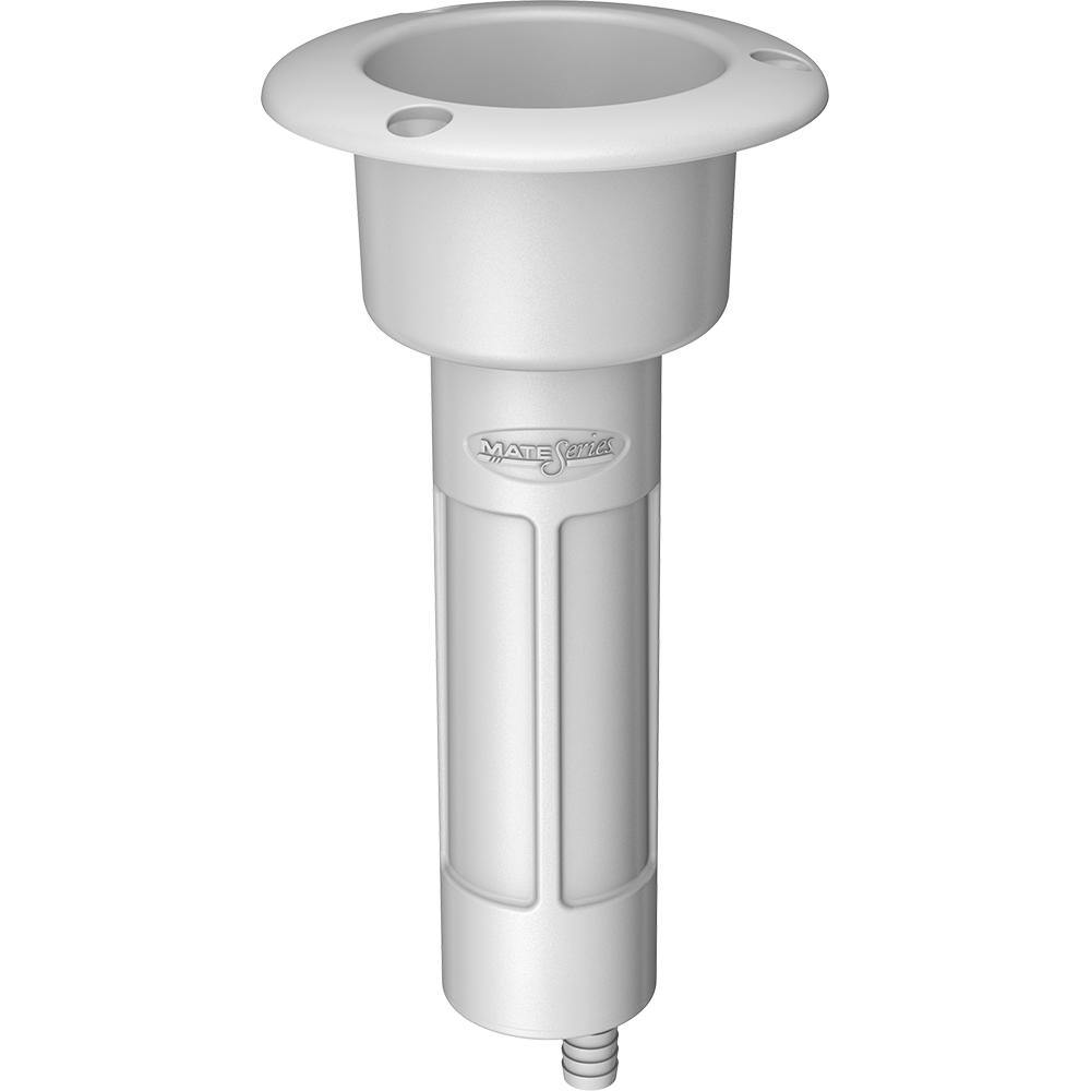 Mate Series Plastic 0 Rod  Cup Holder - Drain - Round Top - White [P1000DW] - shopbulluna.com