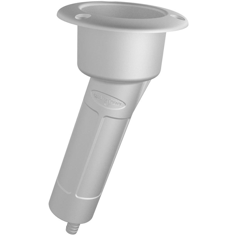 Mate Series Plastic 15 Rod  Cup Holder - Drain - Round Top - White [P1015DW] - shopbulluna.com