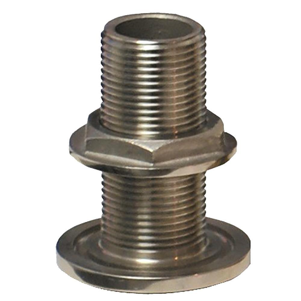 GROCO 1/2" NPS NPT Combo Stainless Steel Thru-Hull Fitting w/Nut [TH-500-WS] - shopbulluna.com