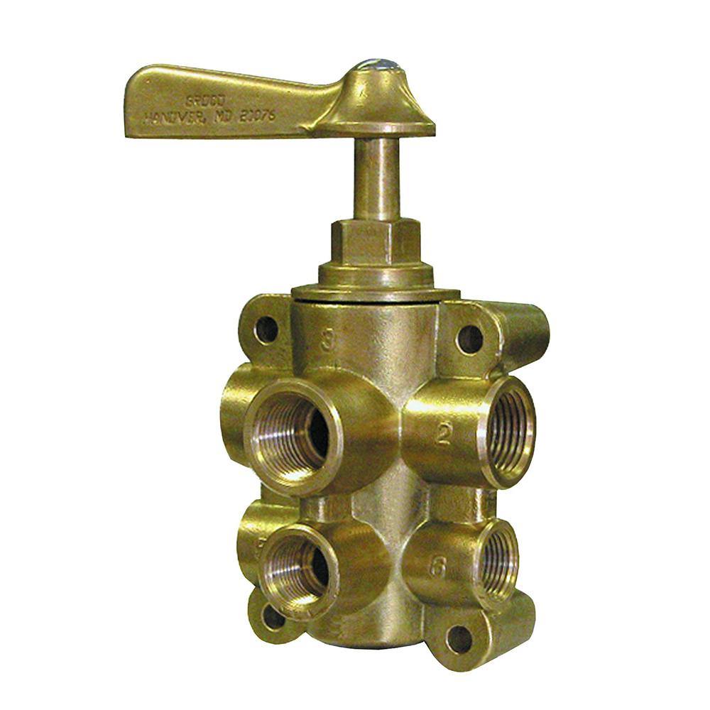 GROCO 6-Port NPT Bronze Fuel Valve 1/2" Main - 3/8" Return [FV-65038] - shopbulluna.com