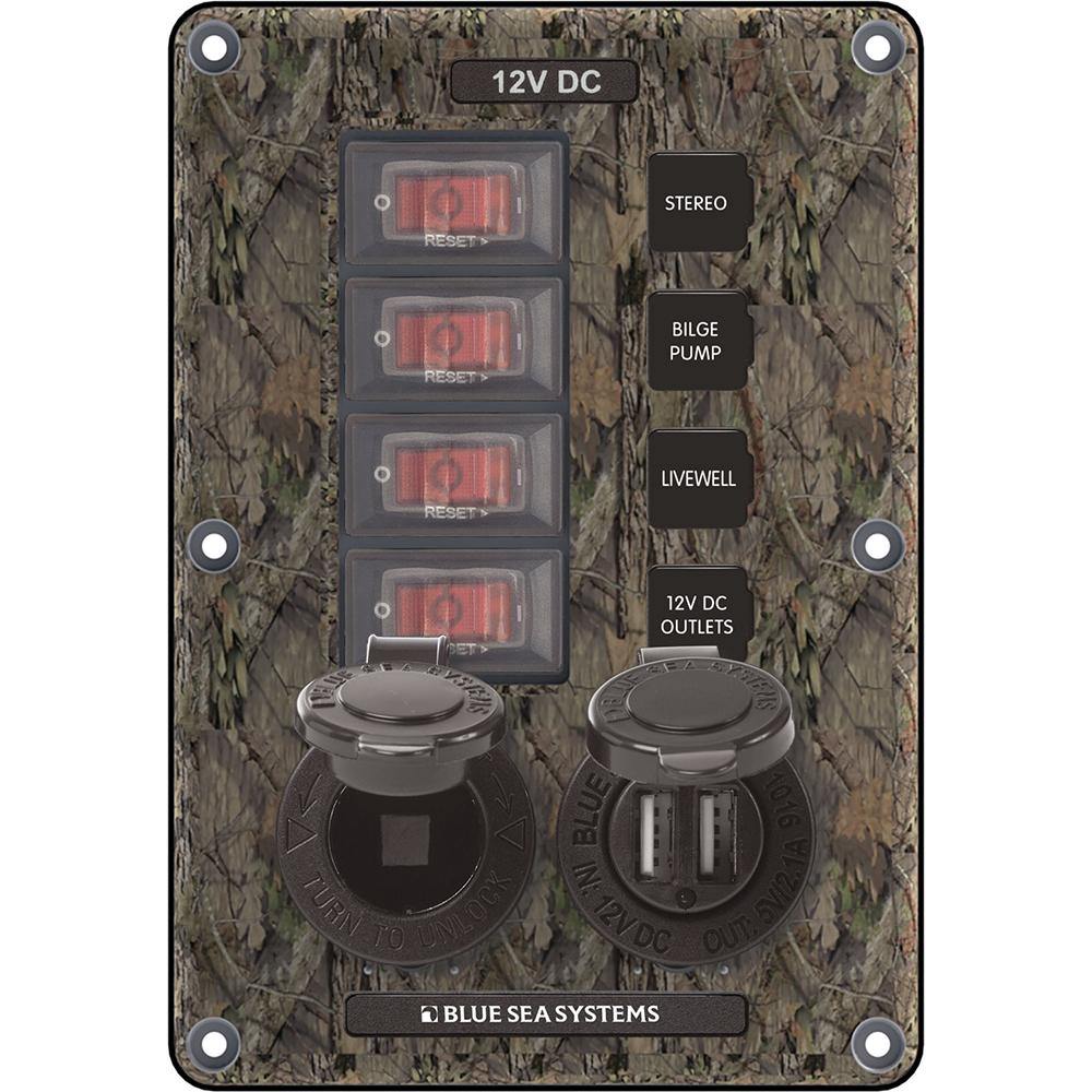 Blue Sea 4324 Circuit Breaker Switch Panel 4 Postion - Camo w/12V Socket  Dual USB [4324] - shopbulluna.com