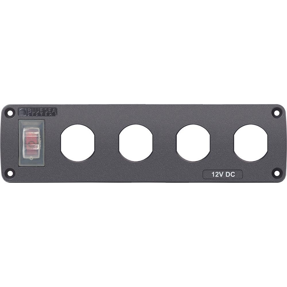 Blue Sea Water Resistant USB Accessory Panel - 15A Circuit Breaker, 4x Blank Apertures [4369] - shopbulluna.com