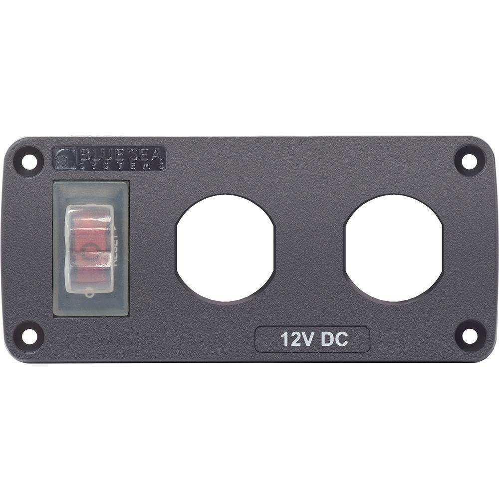 Blue Sea 4364 Water Resistant USB Accessory Panel - 15A Circuit Breaker, 2x Blank Apertures [4364] - shopbulluna.com