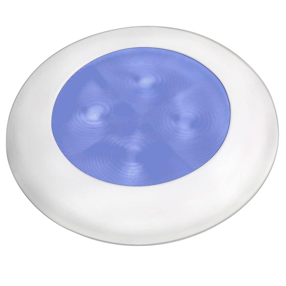 Hella Marine Blue LED Round Courtesy Lamp - White Bezel - 24V [980503241] - shopbulluna.com