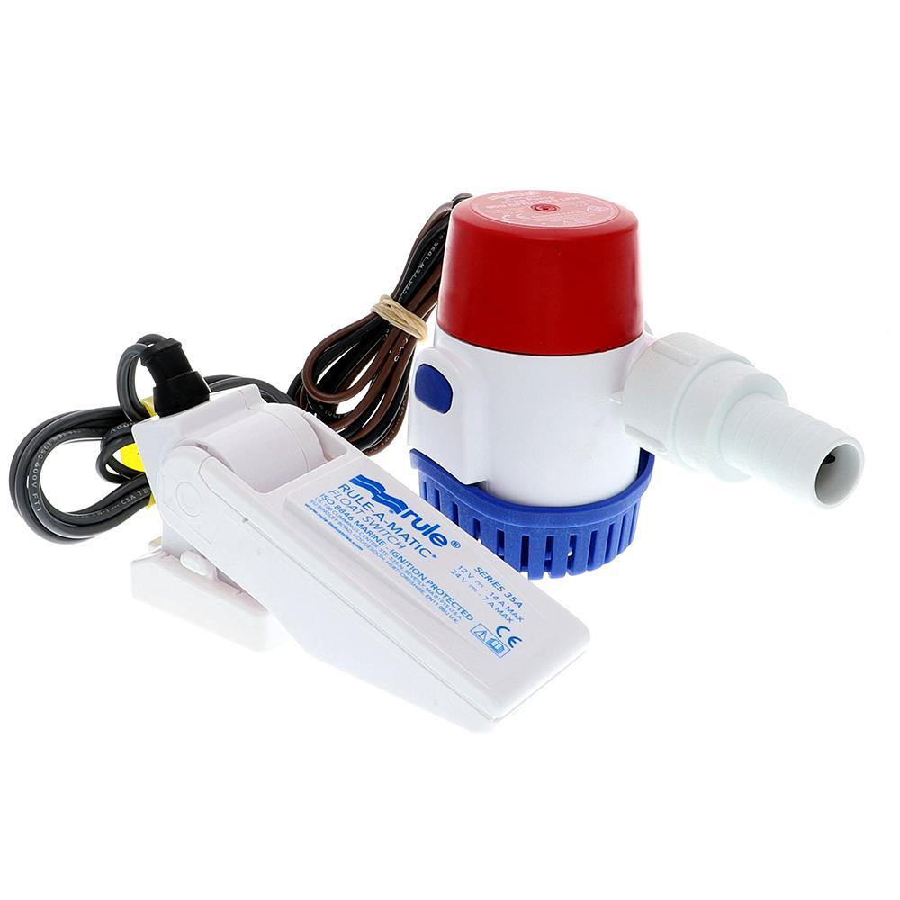 Rule 500 GPH Standard Bilge Pump Kit w/Float Switch - 12V [25DA-35A] - shopbulluna.com