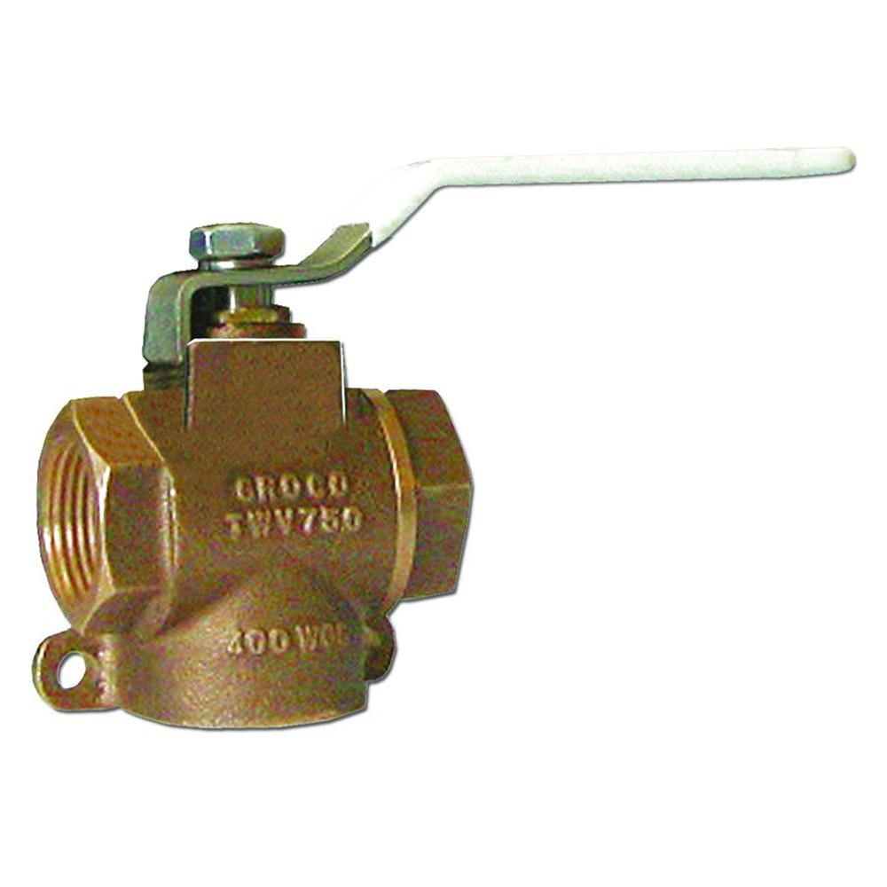 GROCO 1/2" NPT Bronze 3-Way Valve [TWV-500] - shopbulluna.com