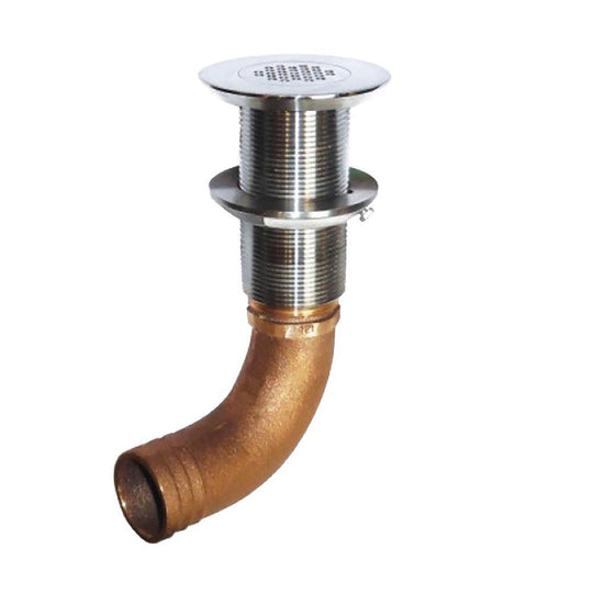 GROCO 1-1/2" Hose Barb Stainless Straight Deck Drain [SCUS-1500] - shopbulluna.com