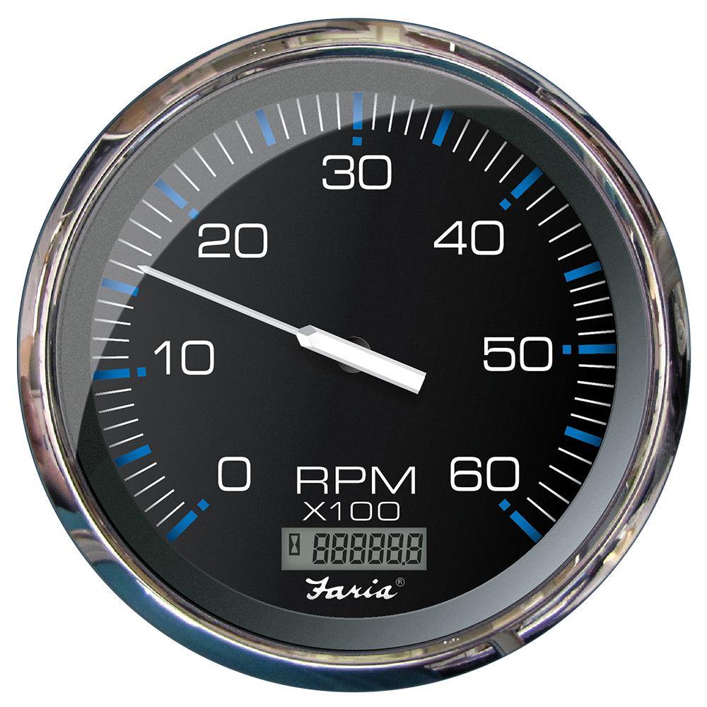 Faria Chesapeake Black 5" Tachometer w/Digital Hourmeter - 6000 RPM (Gas) (Inboard) [33763] - shopbulluna.com