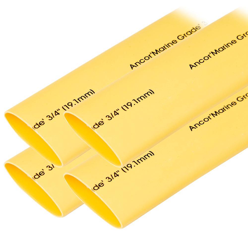 Ancor Heat Shrink Tubing 3/4" x 6" - Yellow - 4 Pieces [306906] - shopbulluna.com