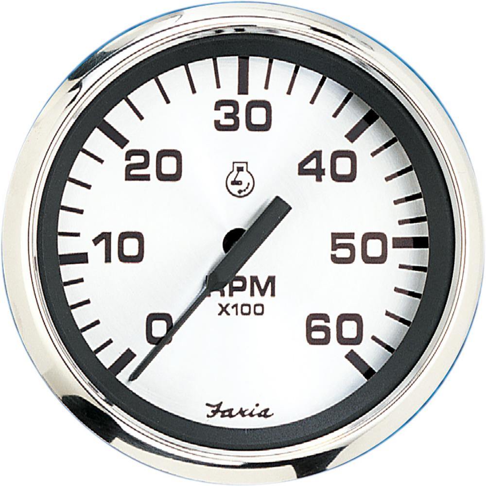 Faria Spun Silver 4" Tachometer (6000 RPM) (Gas Inboard  I/O) [36004] - shopbulluna.com