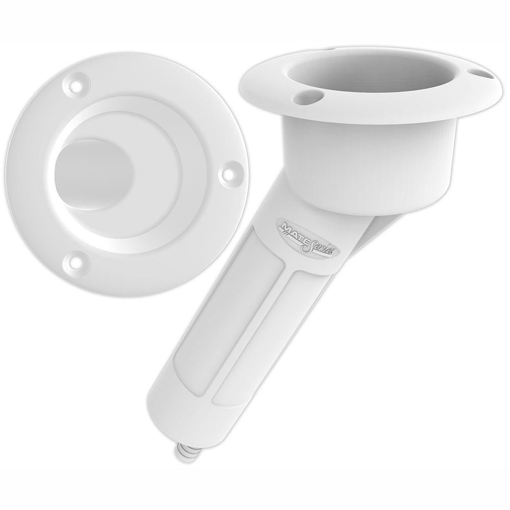 Mate Series Plastic 30 Rod  Cup Holder - Drain - Round Top - White [P1030DW] - shopbulluna.com