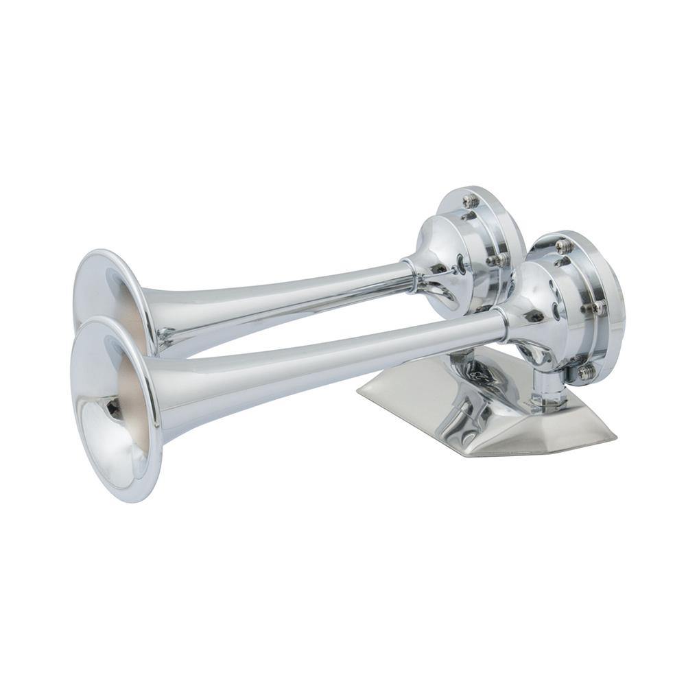 Marinco 12V Chrome Plated Dual Trumpet Mini Air Horn [10108] - shopbulluna.com