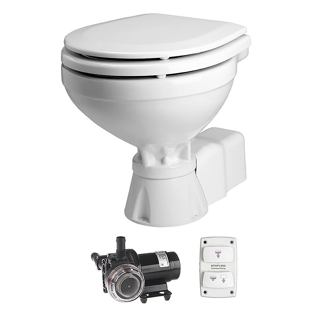 Johnson Pump AquaT Toilet Silent Electric Compact - 12V w/Pump [80-47231-01] - shopbulluna.com