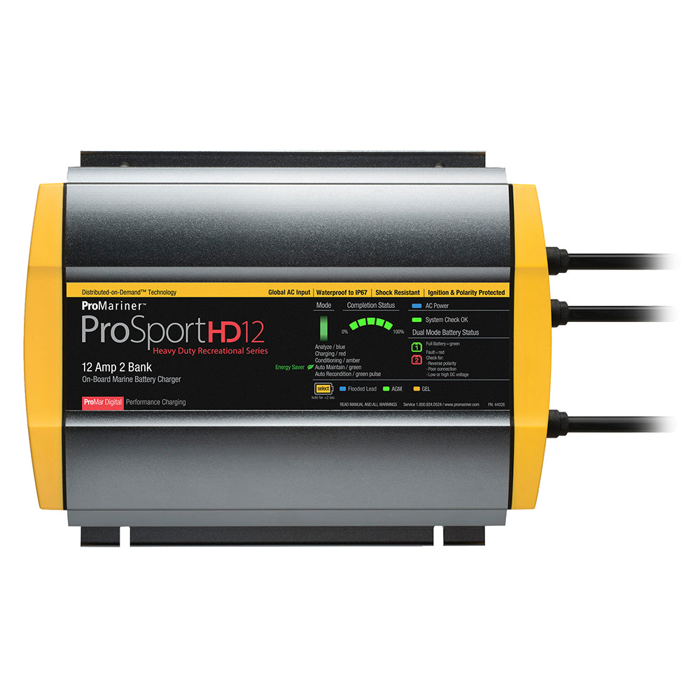 ProMariner ProSportHD 12 Global Gen 4 - 12 Amp - 2 Bank Battery Charger [44026] - shopbulluna.com