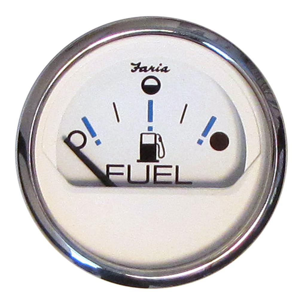 Faria Chesapeake White SS 2" Fuel Level Gauge - Metric (E-1/2-F) [13818] - shopbulluna.com