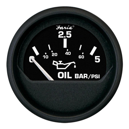 Faria Euro Black 2" Oil Pressure Gauge - Metric (5 Bar) [12805] - shopbulluna.com