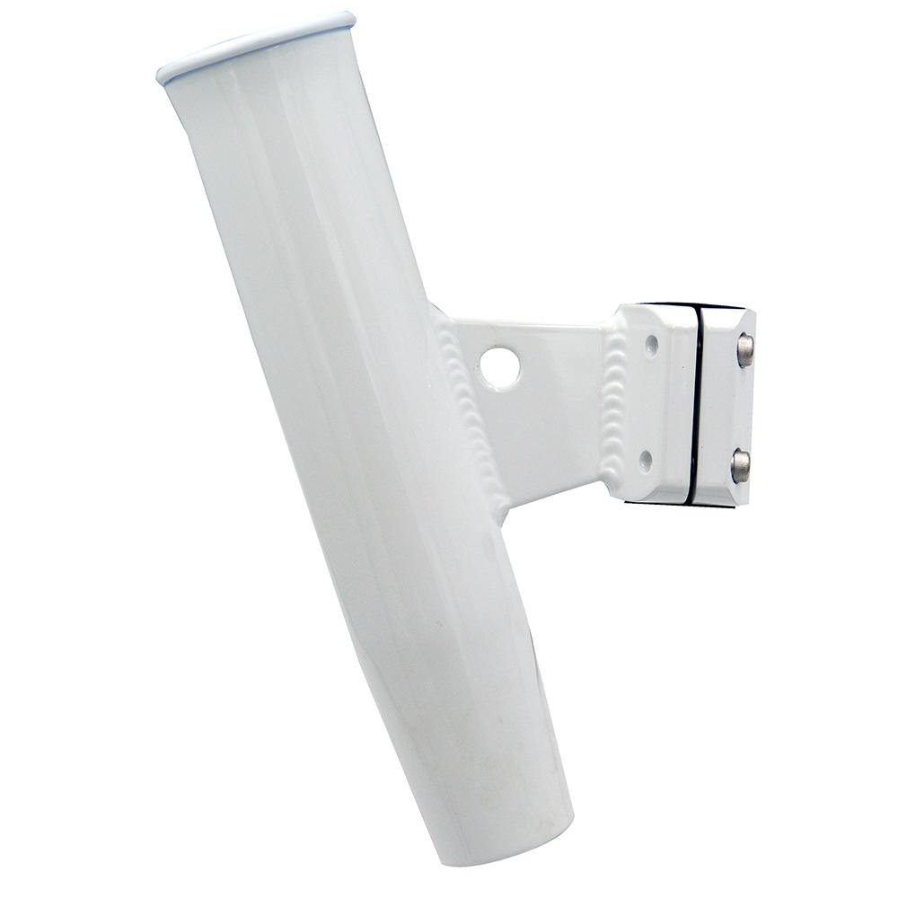 C.E. Smith Aluminum Vertical Clamp-On Rod Holder 1-5/16" OD White Powdercoat w/Sleeve [53716] - shopbulluna.com