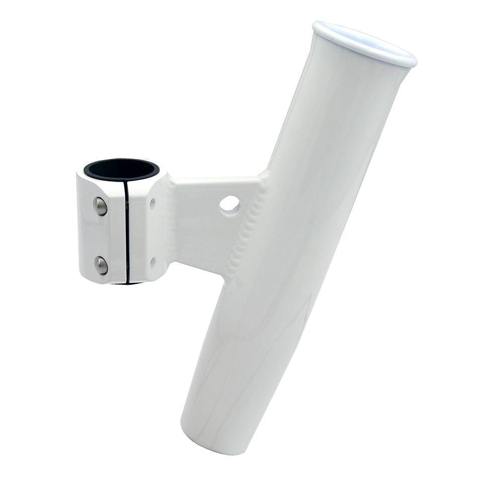 C.E. Smith Aluminum Vertical Clamp-On Rod Holder 1-2/3" OD White Powdercoat w/Sleeve [53726] - shopbulluna.com