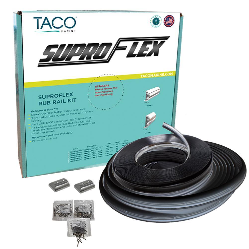 TACO SuproFlex Rub Rail Kit - Black w/Flex Chrome Insert - 1.6"H x .78"W x 60L [V11-9960BBK60-2] - shopbulluna.com