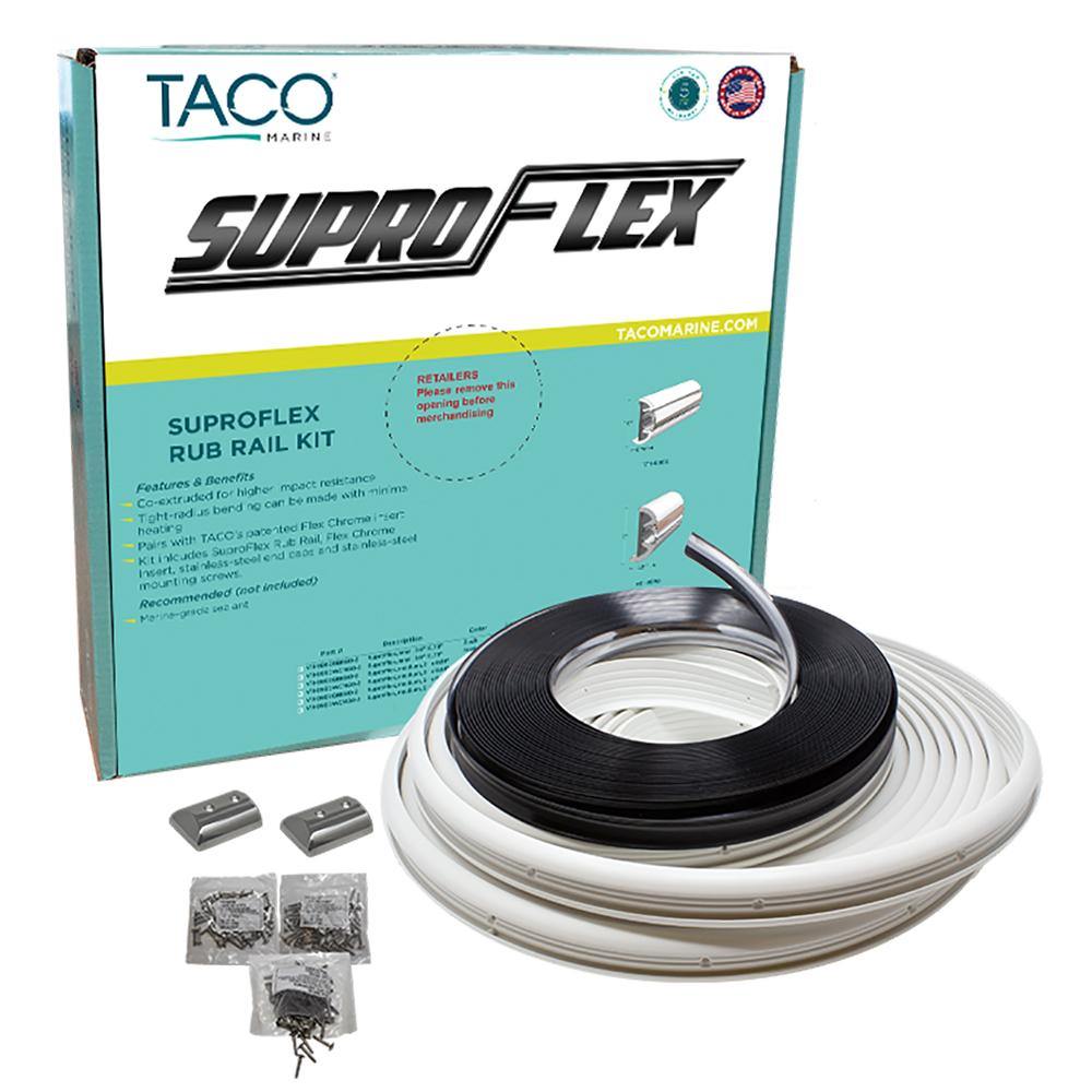 TACO SuproFlex Rub Rail Kit - White with Flex Chrome Insert - 2"H x 1.2"W x 60L [V11-9990WCM60-2] - shopbulluna.com