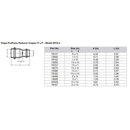 Viega ProPress 1" x 3/4" Copper Reducer - Double Press Connection - Smart Connect Technology [78152]