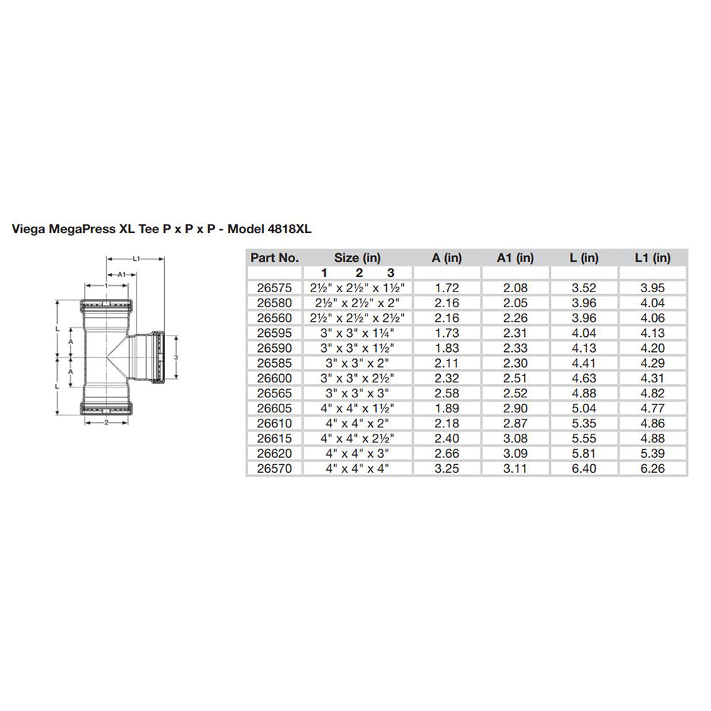 Viega MegaPress 2-1/2" Carbon Steel Tee w/FKM - Triple Press Connection - Smart Connect Technology [26560]