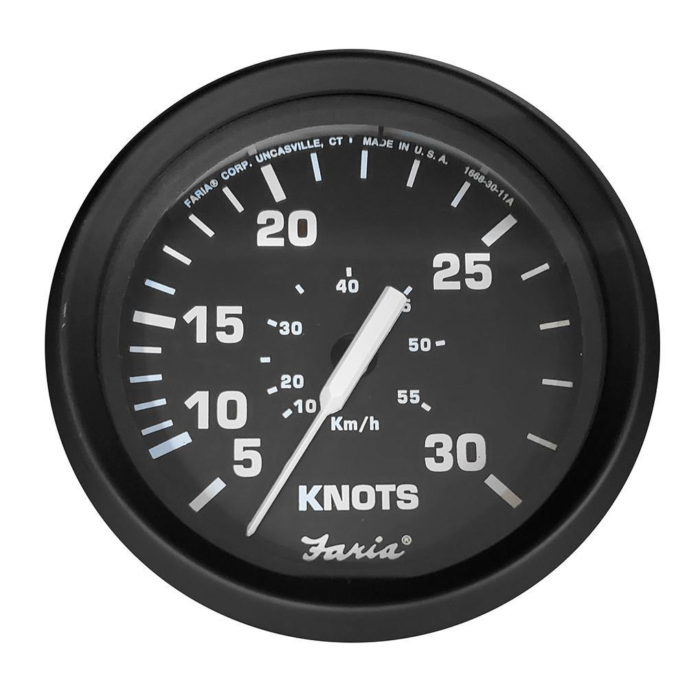 Faria Euro Black 4" Speedometer - 30 Knot (Pitot) [32809] - shopbulluna.com