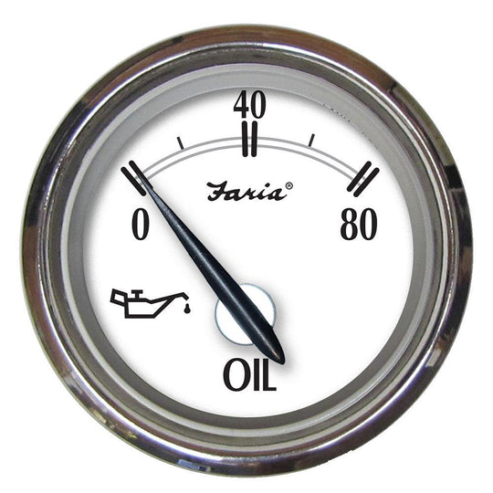 Faria Newport SS 2" Oil Pressure Gauge - 0 to 80 PSI [25001] - shopbulluna.com