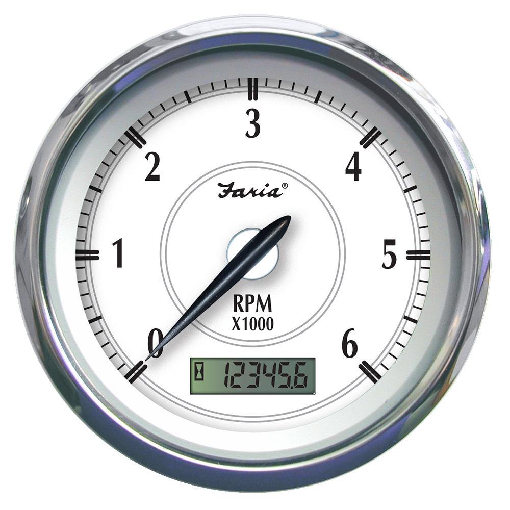 Faria Newport SS 4" Tachometer w/Hourmeter f/Gas Outboard - 7000 RPM [45005] - shopbulluna.com