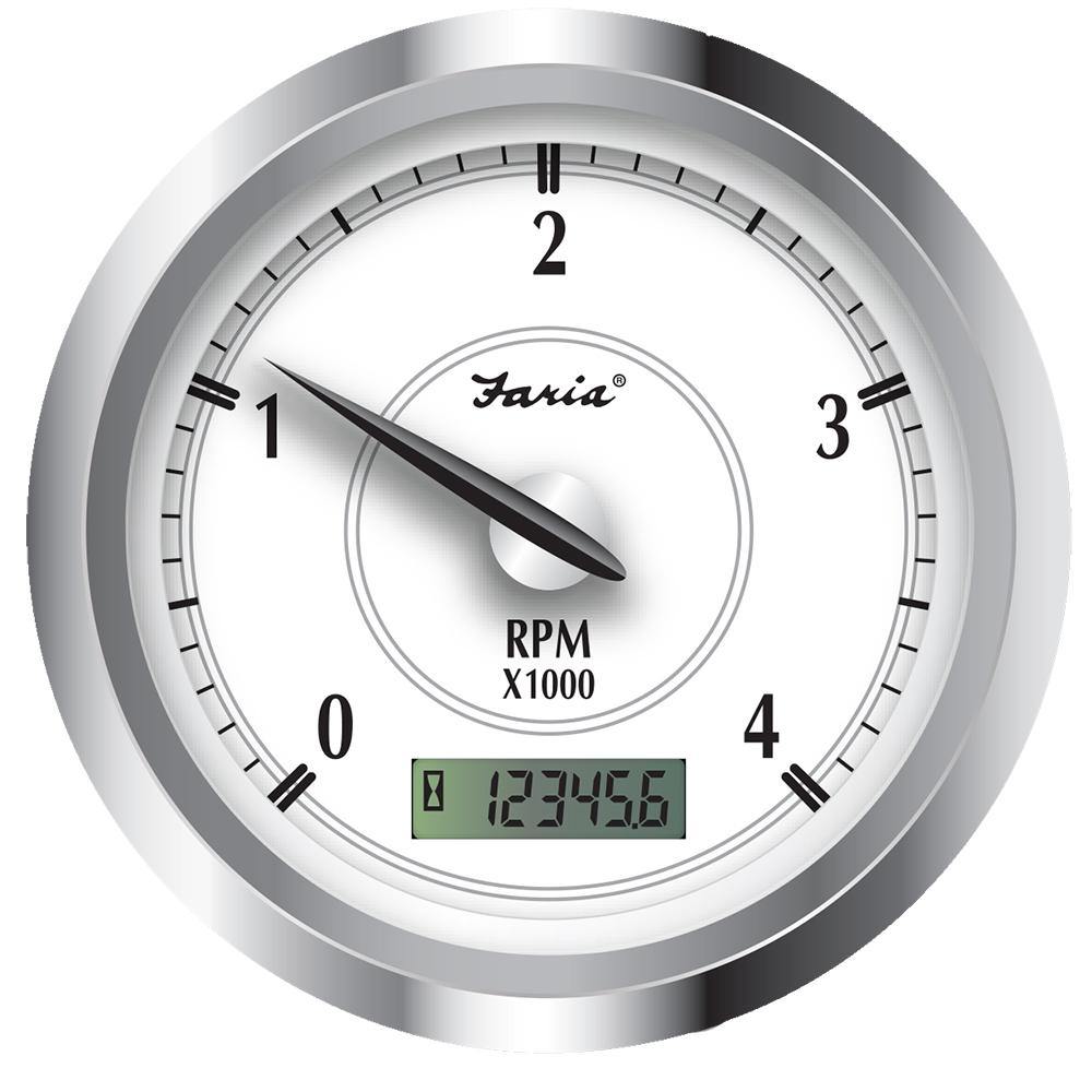 Faria Newport SS 4" Tachometer w/Hourmeter f/Diesel w/Magnetic Pick-Up - 4000 RPM [45006] - shopbulluna.com