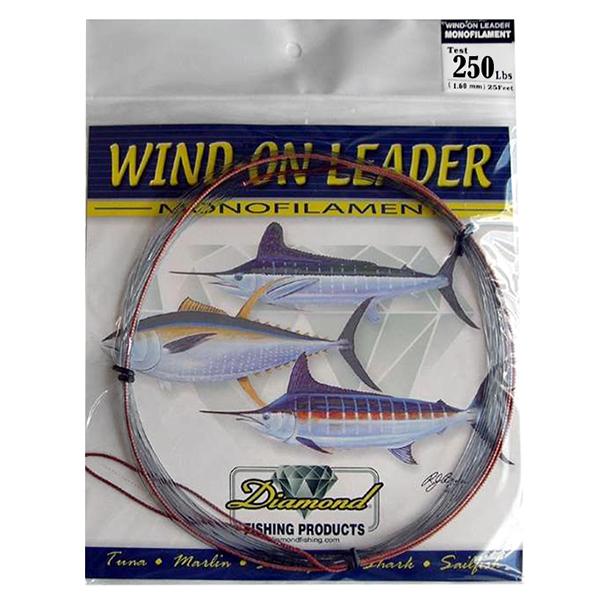 Momoi Diamond Monofilament 250 Pounds Wind-On Leader - 25 Feet - Smoke Blue - shopbulluna.com