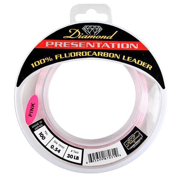 Momoi Diamond Fluorocarbon "Presentation" Leader - 30 Pounds 100 Yards - Pink - shopbulluna.com