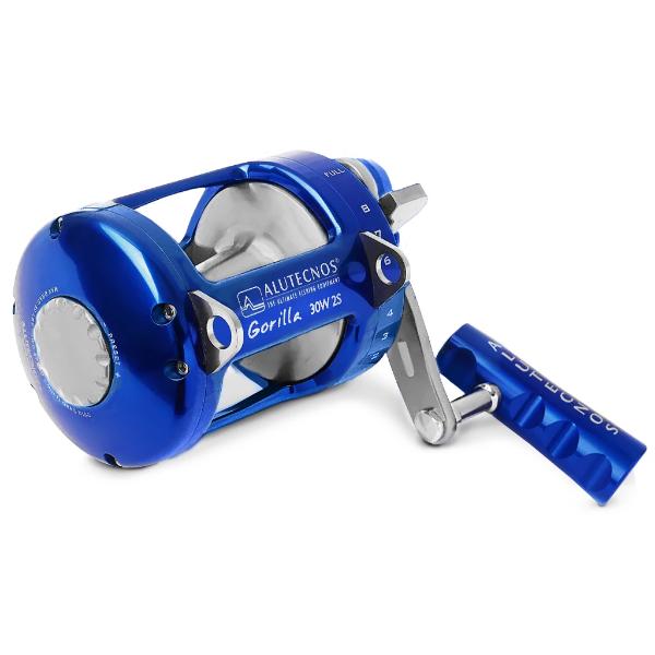 Alutecnos Albacore Gorilla 30 Wide Two Speed Reel - Blue/Silver - shopbulluna.com