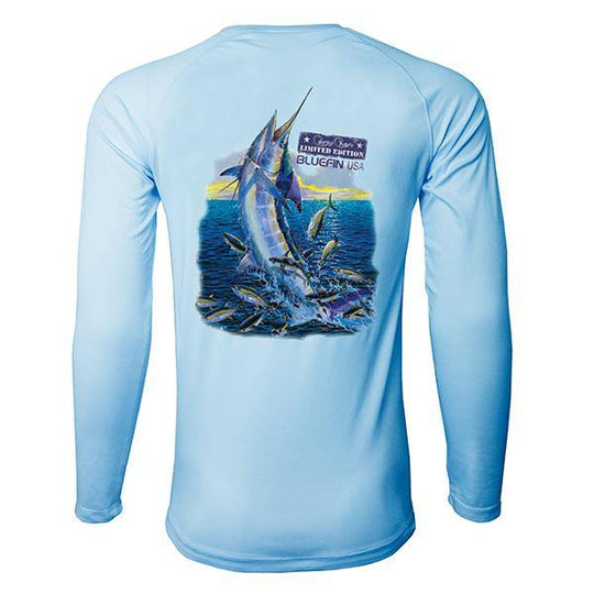 Bluefin USA Second Skin Light Blue Carey Chen Surrounded Sailfish Long Sleeve Sun Shirt - shopbulluna.com