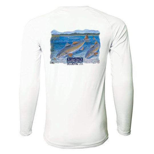 Bluefin USA Second Skin White Carey Chen Redfish Long Sleeve Sun Shirt - shopbulluna.com