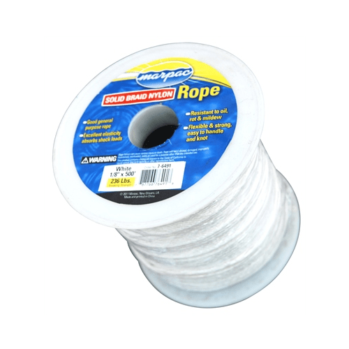 Marpac Braided Nylon All Purpose Rope - 1/2 Inch x 500 Feet - White - 572 Pounds - shopbulluna.com