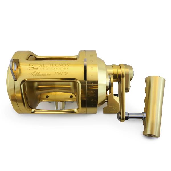 Alutecnos Albacore 30 Wide Two Speed Reel - Gold - shopbulluna.com