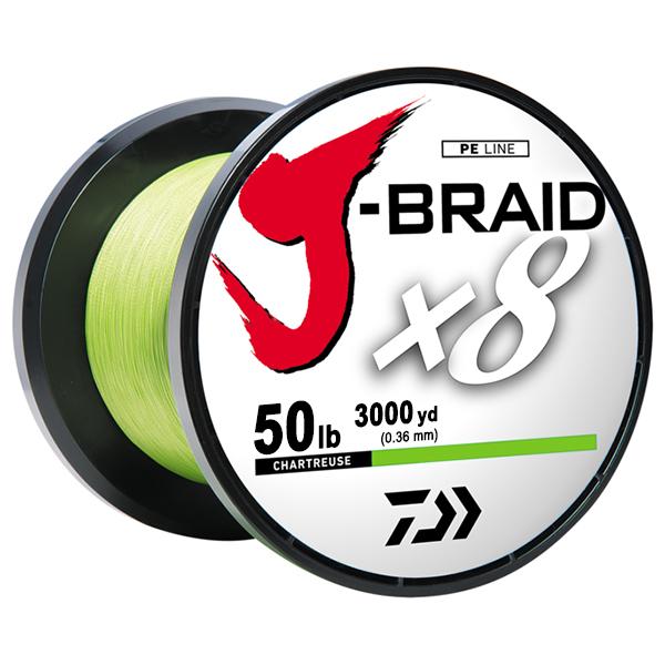 Daiwa J-Braid x8 8 Strand Braided Line - 50 Pounds 3000 Meters - Chartreuse - shopbulluna.com