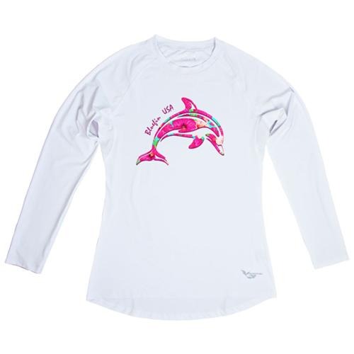 Bluefin USA Jumping Dolphin White Long Sleeve Solar Top - Women - shopbulluna.com