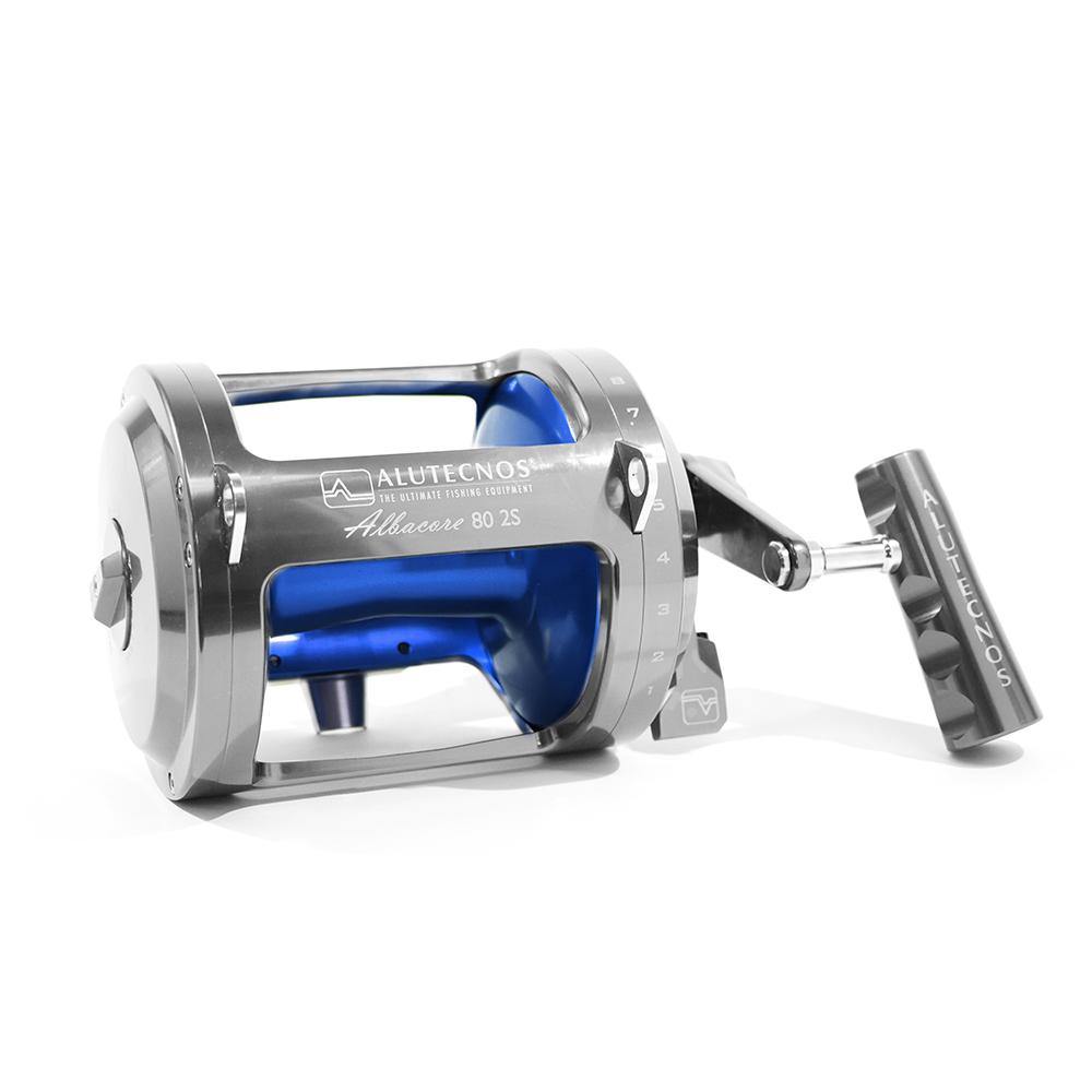 Alutecnos Albacore 80 Two Speed Reel - Silver/Blue - shopbulluna.com