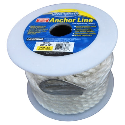 Marpac Twisted Nylon Anchor Line - 5/8 Inches x 300 Feet - 1,270 Pounds - White - shopbulluna.com